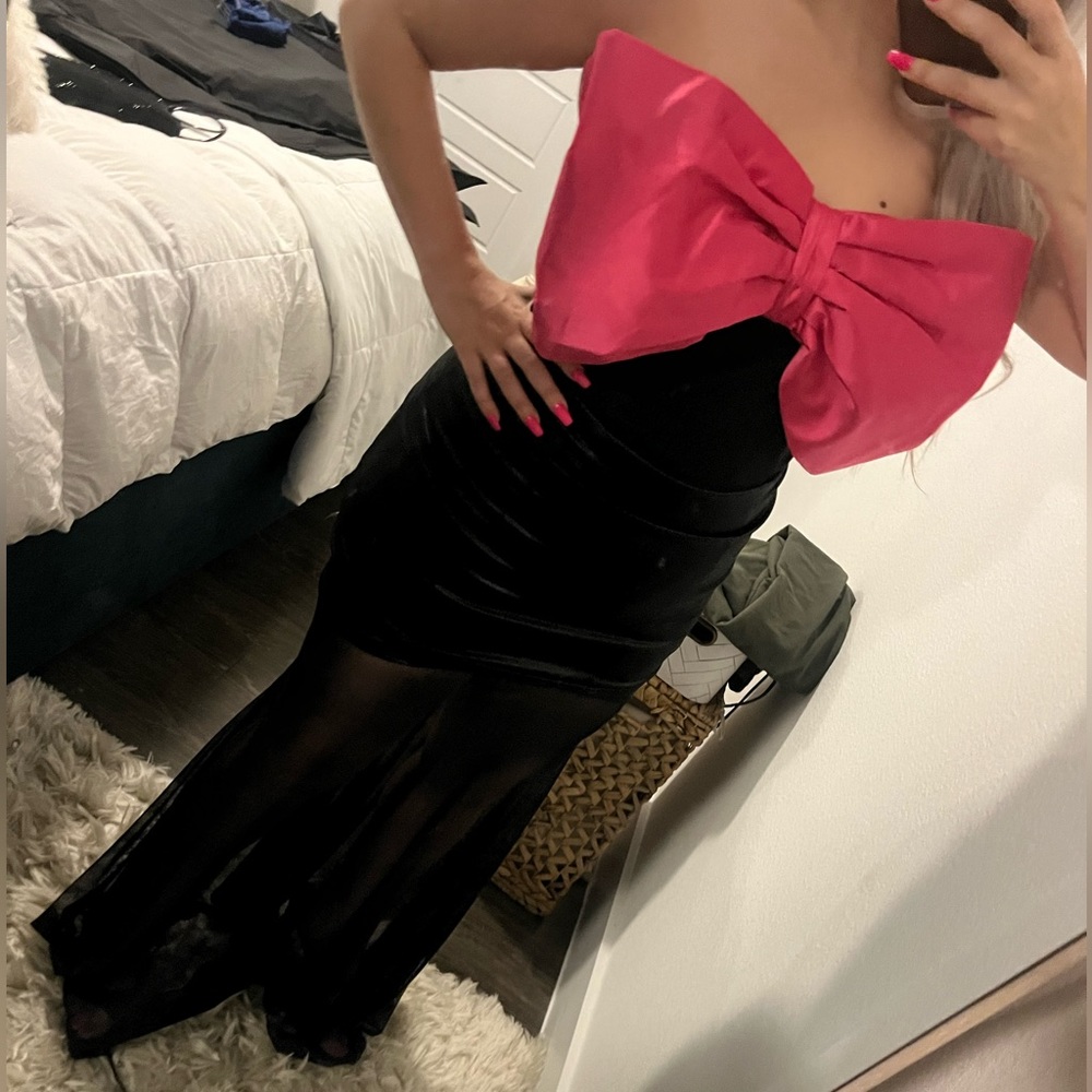 Colorblock Bow Front maxi dress